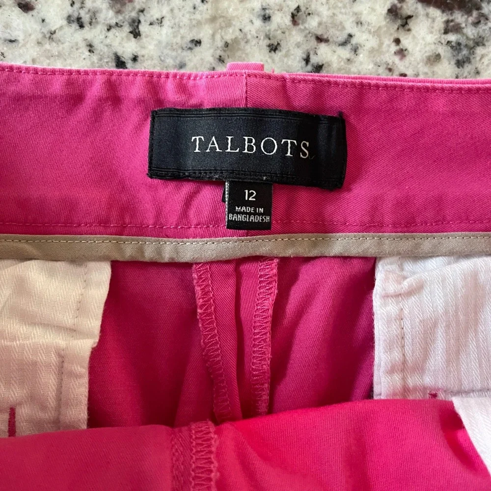 Talbots Chino Shorts Womens 12 Pink Barbiecore Preppy Bermuda Cotton Stretch 10